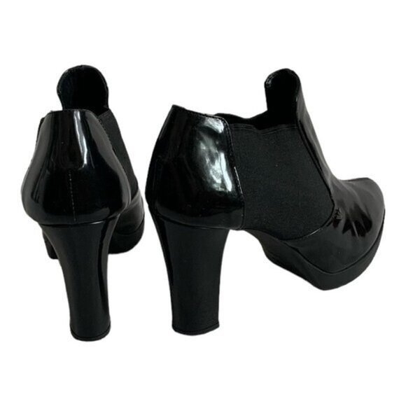 EMPORIO ARMANI Black Patent Leather Chelsea Ankle Boots Size 8-8.5 - Picture 7 of 12